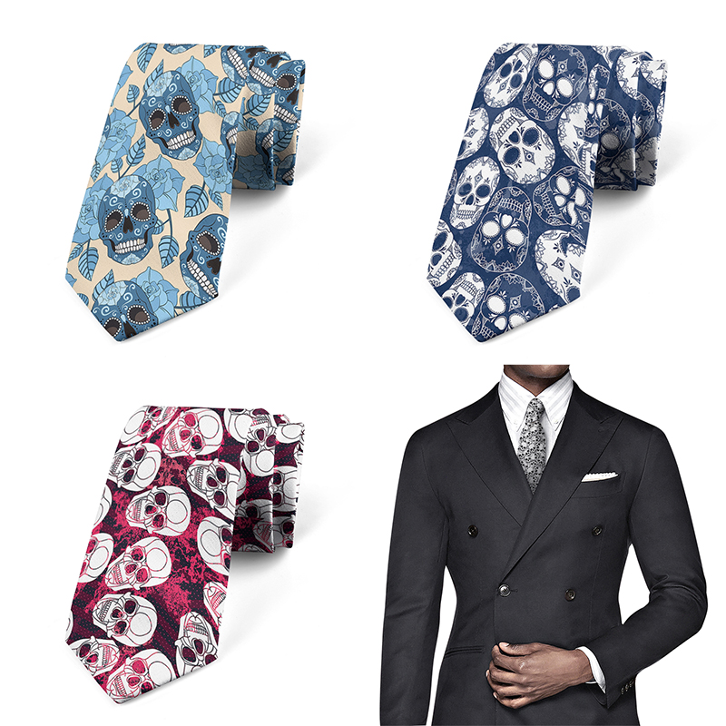 Men Accessories Shop - Lustige Cartoon Skelett 3d gedruckt Krawatte