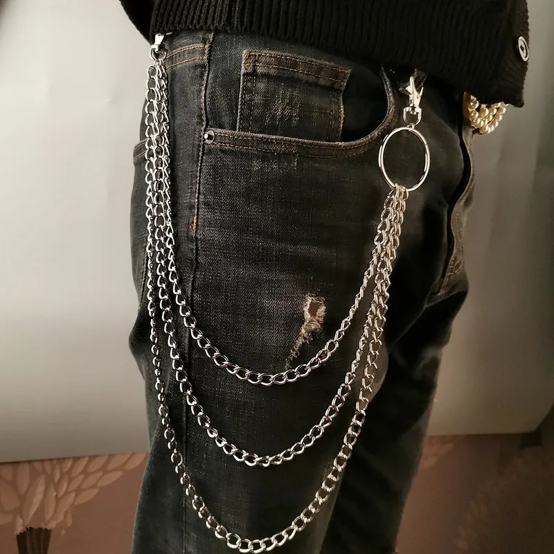 Men Accessories Chain - Mehrschichtige Metall-Gürtelkette Punk-Haken Metall-Gürteltasche Schlüsselanhänger Schmuck
