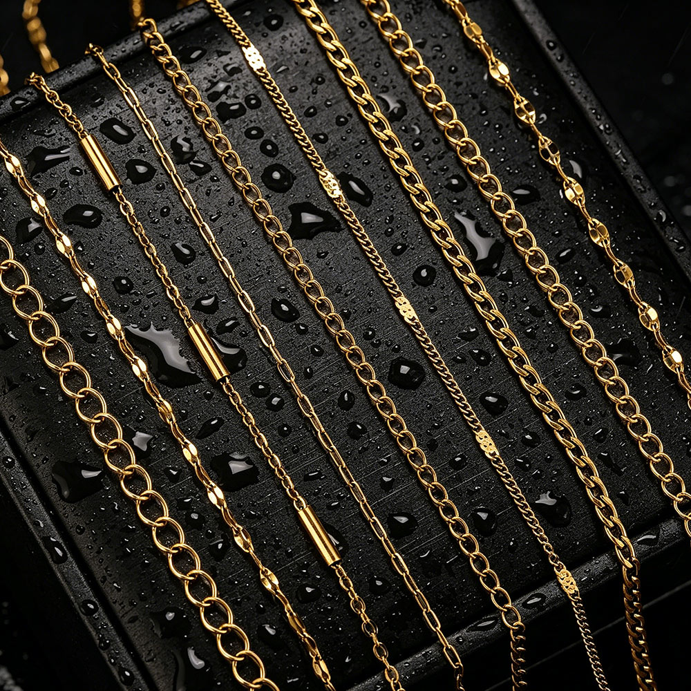 Men Accessories Chain - 2 Meter Edelstahl-Lippenketten, lange Kreuzketten für