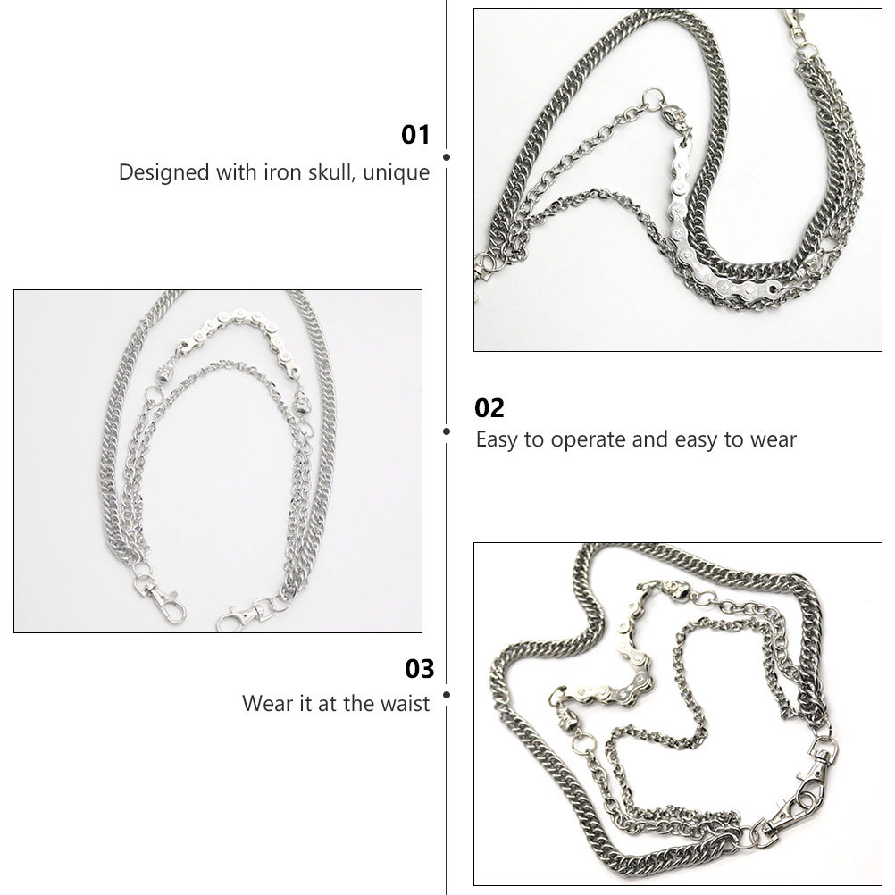 1 Stück silberne Metall-Totenk – Men Accessories Chain Bewertung und Preis