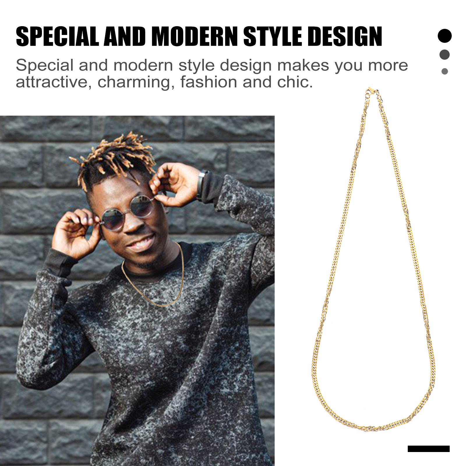 1 Stück Goldene Doppel-Schnall – Men Accessories Chain Bewertung und Preis