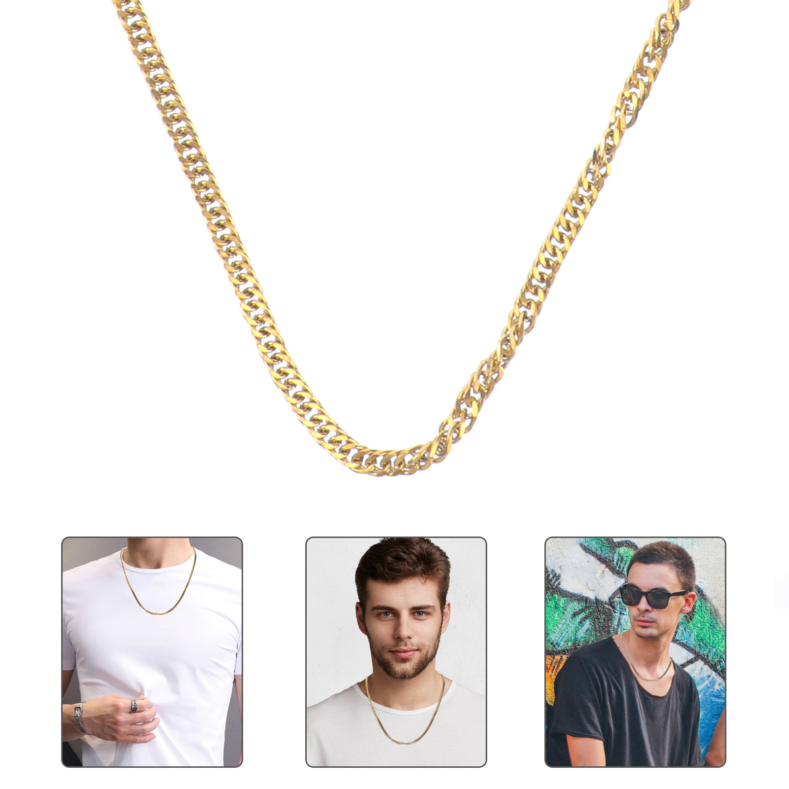 1 Stück Goldene Doppel-Schnall – Men Accessories Chain Bewertung und Preis